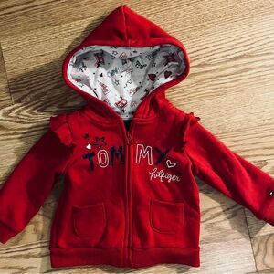 Tommy Hilfiger Red Zip Up Hooded Jacket Size 12 Months
